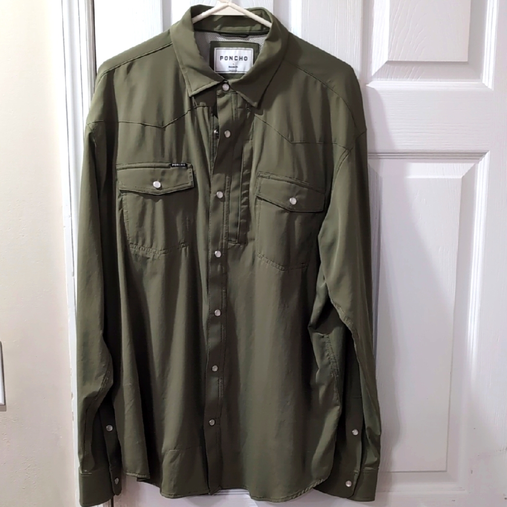 Poncho Large Regular Olive Green